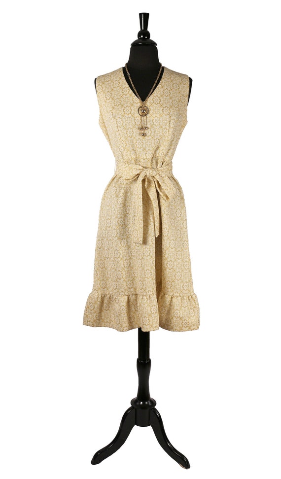 Vintage 1960's MOD Gold Metallic Embroidered Dress