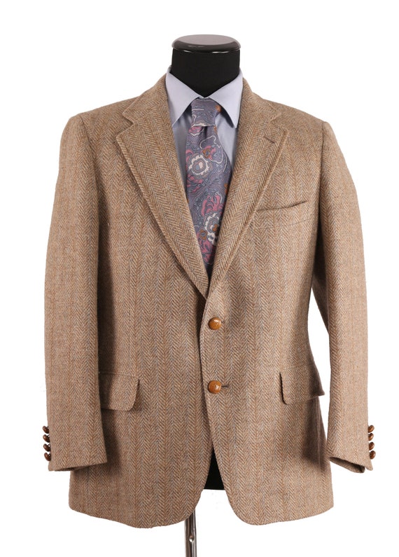 CHAPS RL Men's Herringbone Tweed Jacket Pure Wool Hand | Etsy