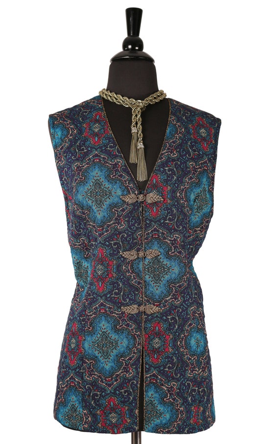 Opulent Quilted Waistcoat, Colorful Medallion Pri