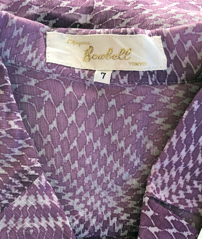 Lolita Kei Bowbell Chigusa Tokyo Dolly Girl Fashion Ultra Violet Op Art Pattern FINAL SALE 1980/'s Japanese Sheer Little Nothing Dress