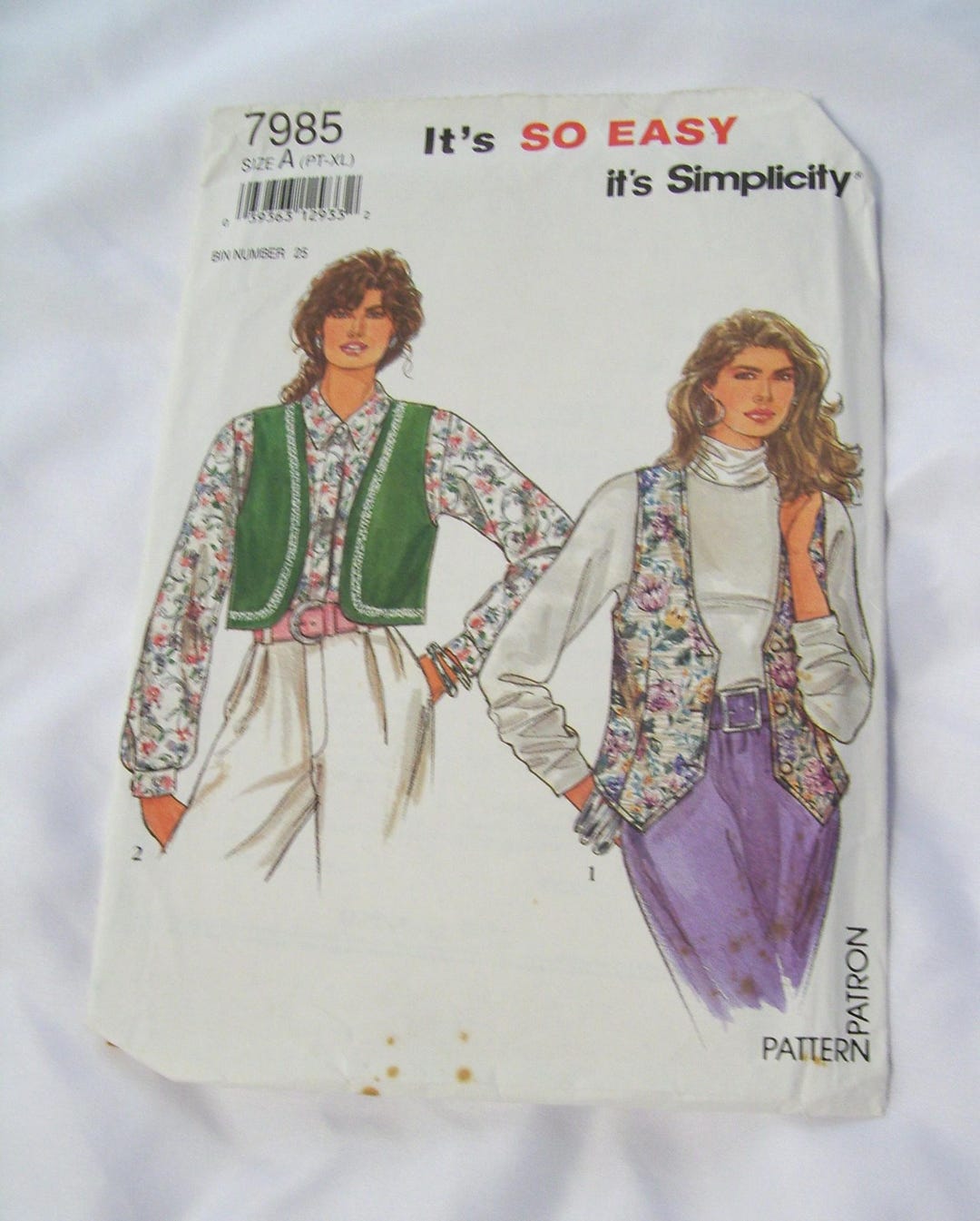 Uncut Vintage 1990s Simplicity Vest Pattern 7985 Sizes Petite-extra ...