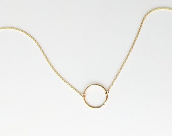 Circle necklace, gold necklace, Karma necklace, eternity necklace, simple timeless necklace, geometric necklace, gift for her, holiday gift