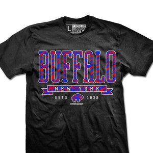 Buffalo NY "Blue & RED Zebra" Adult unisex t-shirt | graphic t shirt | screen printed | BLACK premium Tee shirt