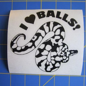 Sticker/sticker bal Python-slang I Love Balls! 4X4