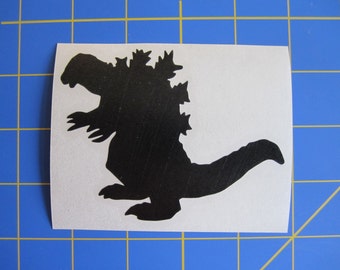 Calcomanía/pegatina de silueta de Godzilla de los años 70, 4 x 3