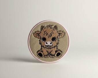 Highland Cow Embroidered Coaster