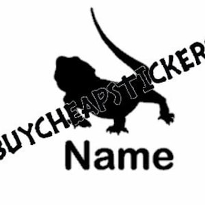 Bearded Dragon Silhouette Decal/Sticker 3X3 - With Custom Text