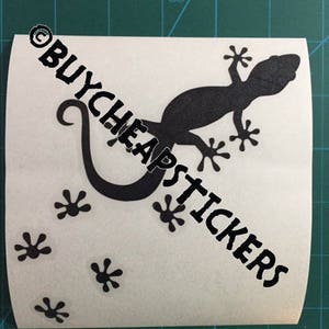 Gecko with Foot Prints Decal/Sticker - 5X6