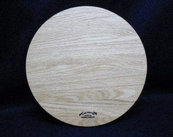 Solid Red Oak cutting board round 14" diameter hand crafted veteran made kitchen cooking natural wood