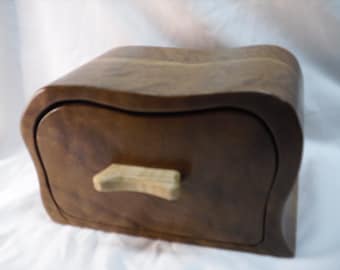 WALNUT BANDSAW BOX, single drawer with secret compartment handcrafted one of a kind veteran made wife man husband gift jewelry box