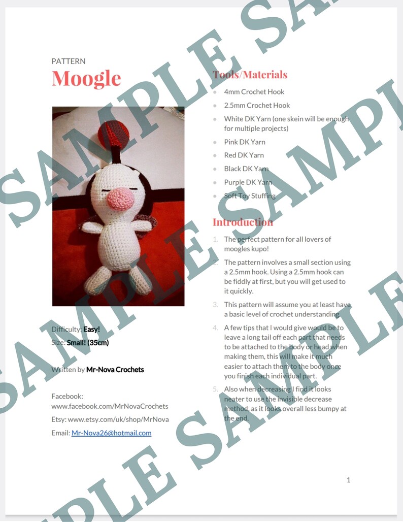 Moogle Repeating Pattern Moogle Crochet Pattern - Etsy