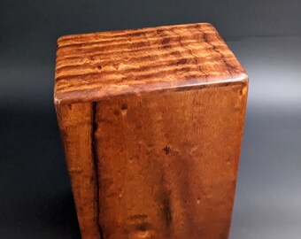 Large Curly Hawaiian Koa Wooden Memorial Cremation Urn... 7"wide x 5"deep x 9"high Wood Adult Cremation Urn Handmade in Hawaii LK-030524-C