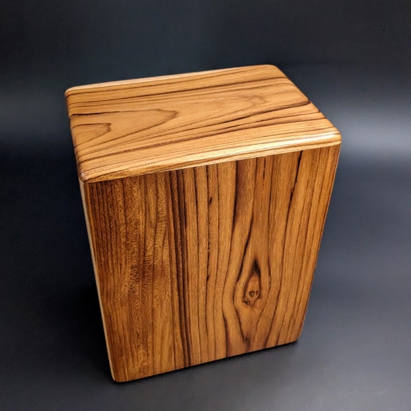 Adult Large Teak Wood Memorial Cremation Urn... 7" Wide x 4.5" Deep x 8.5" High  Solid Teak Wood LT-110623-C