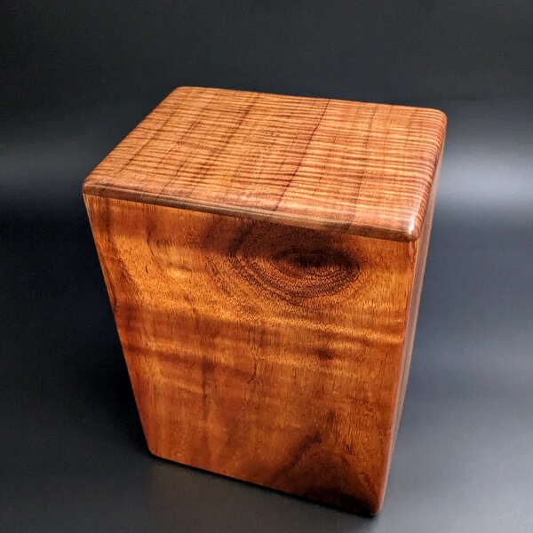 Large Curly Hawaiian Koa Wooden Memorial Cremation Urn... 7"wide x 5"deep x 9"high Wood Adult Cremation Urn Handmade in Hawaii LK-032924-C