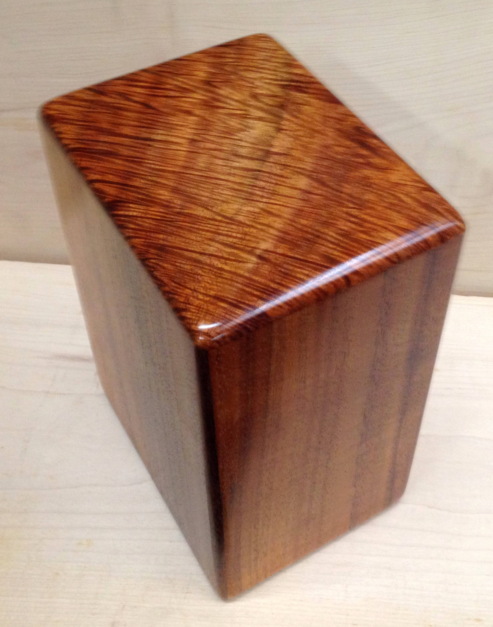 Large Curly Hawaiian Koa Memorial Cremation Urn... 7wide x 5deep x