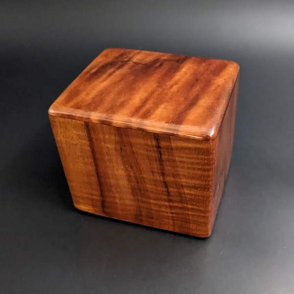 Curly Hawaiian Koa  Pet or Infant Small Cremation Urn  4 3/4" x 4 1/4" x 4"  Custom Handmade Urns Ashes Memorial Keepsake Urn SK-070323-B