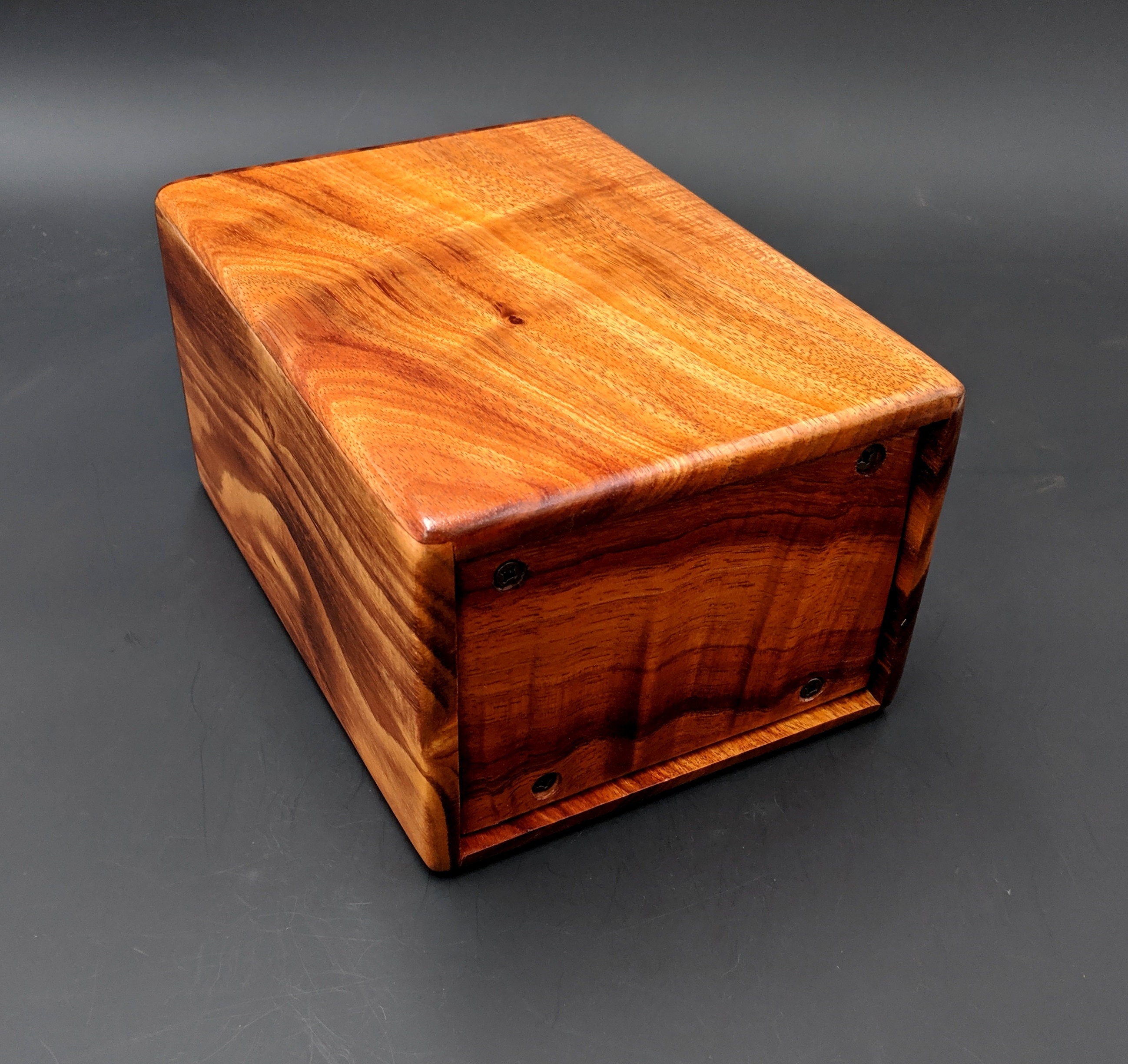 Large Curly Hawaiian Koa Wooden Memorial Cremation Urn... 7wide x 5deep
