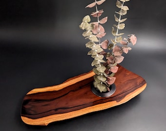 Hawaiian Milo Free Form Ikebana Vase 14.5" long X 5 to 8" wide Water Holding Solid Brass w Brass Antique Finish Kenzan Pin Frog. ML-021925-A
