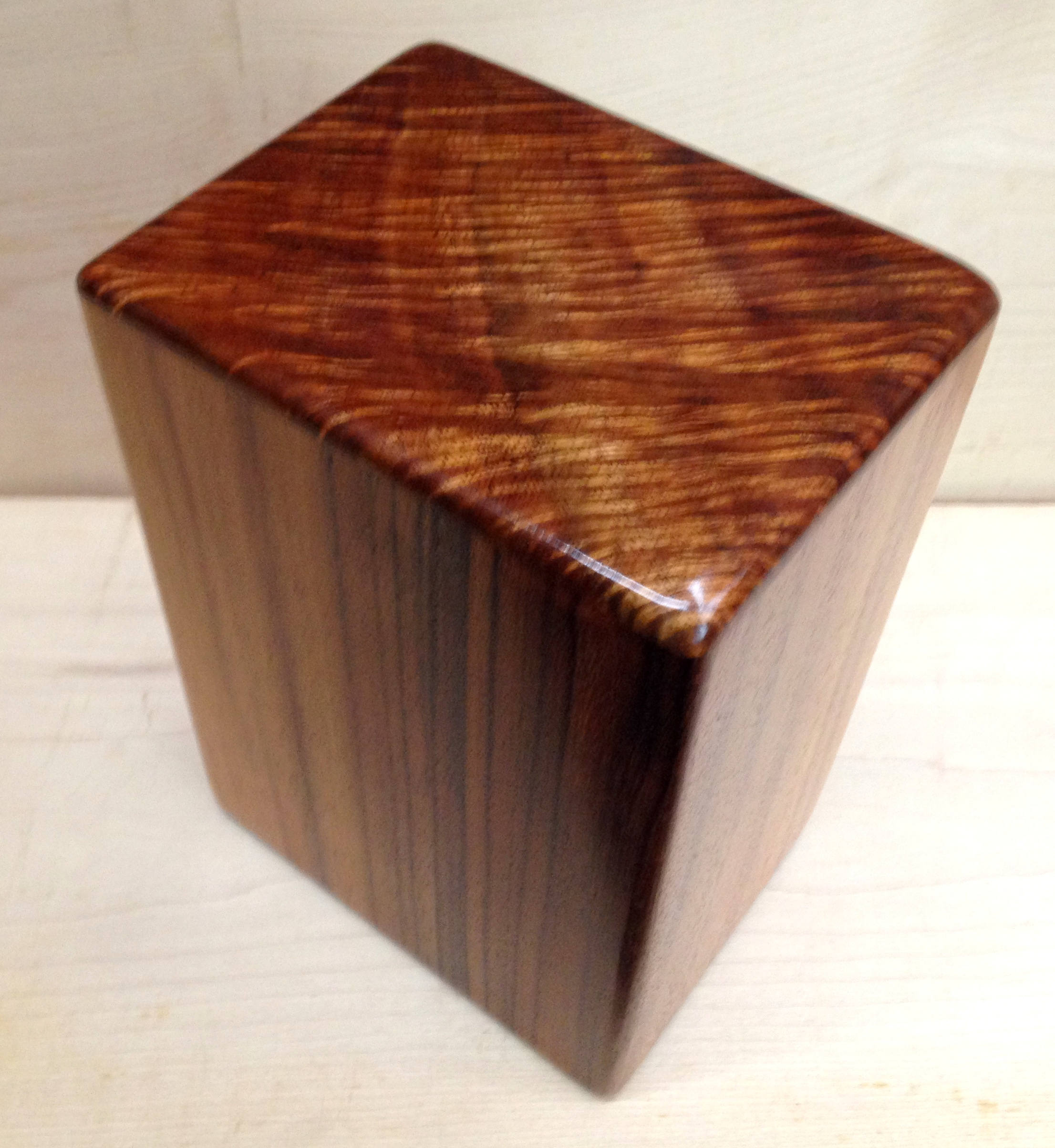 Large Curly Hawaiian Koa Memorial Cremation Urn... 7wide x 5deep x