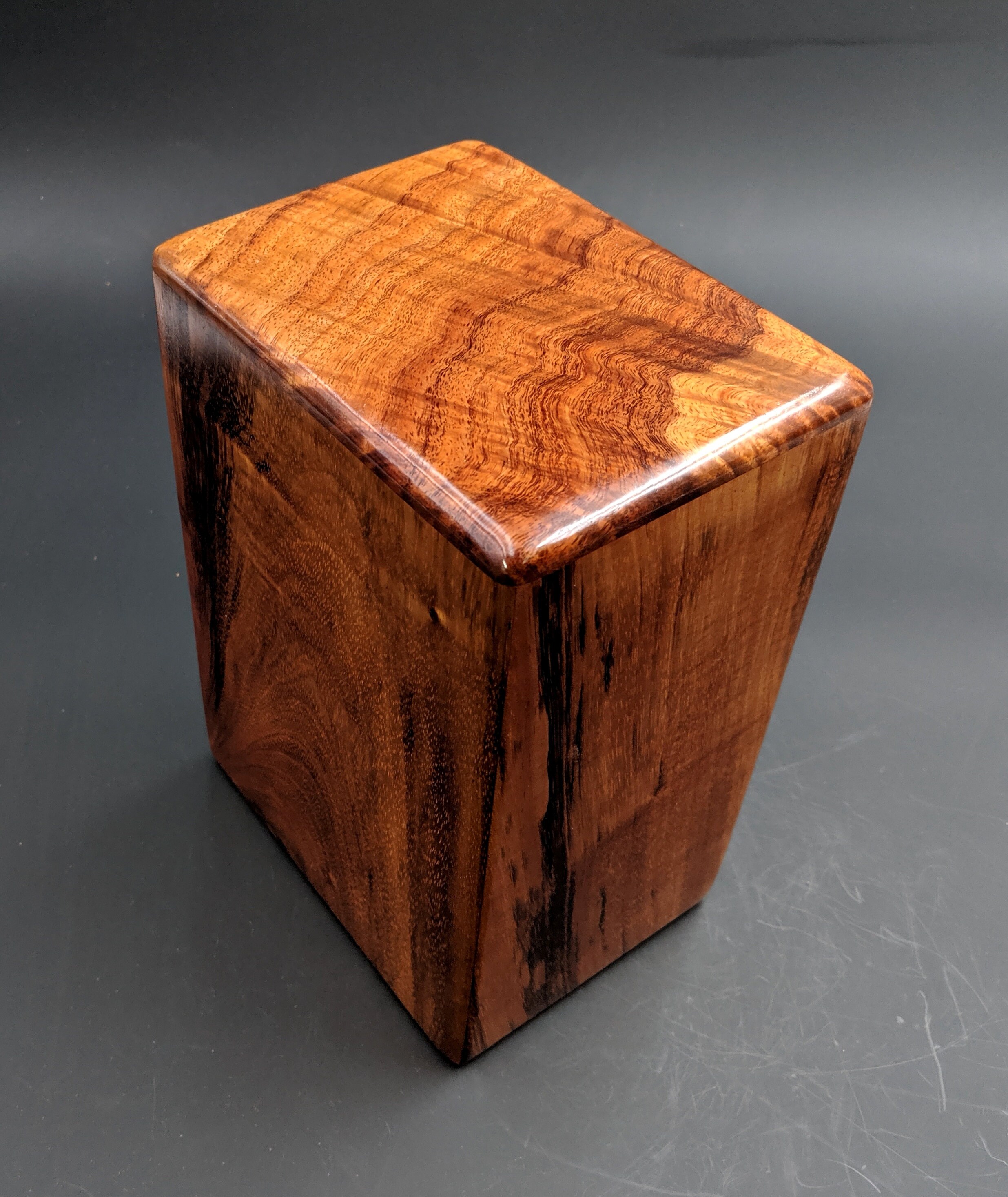 Large Curly Hawaiian Koa Wooden Memorial Cremation Urn... 7wide x 5deep ...