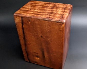 Large Curly Hawaiian Koa Wood Memorial Cremation Urn... 6 5/8"wide x 5"deep x 9"high Wood Adult Cremation Urn Handmade in Hawaii LK-030524-C