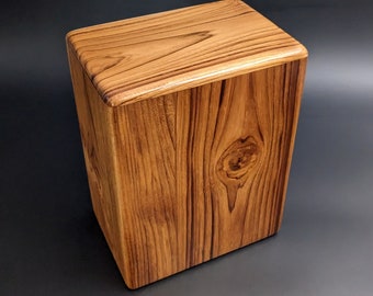 Adult Large Teak Wood Memorial Cremation Urn... 7" Wide x 4.5" Deep x 8.5" High  Solid Teak Wood LT-110623-B