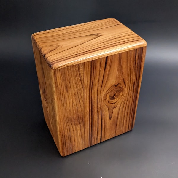 Adult Large Teak Wood Memorial Cremation Urn... 7" Wide x 4.5" Deep x 8.5" High  Solid Teak Wood LT-110623-B