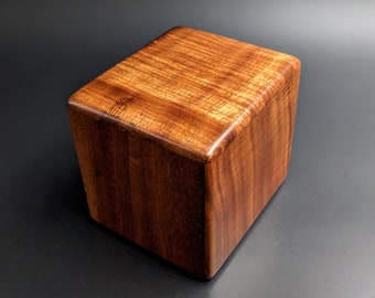 Curly Hawaiian Koa  Pet or Infant Small Cremation Urn  4 3/4" x 4 1/4" x 4"  Custom Handmade Urns Ashes Memorial Keepsake Urn SK-070323-D