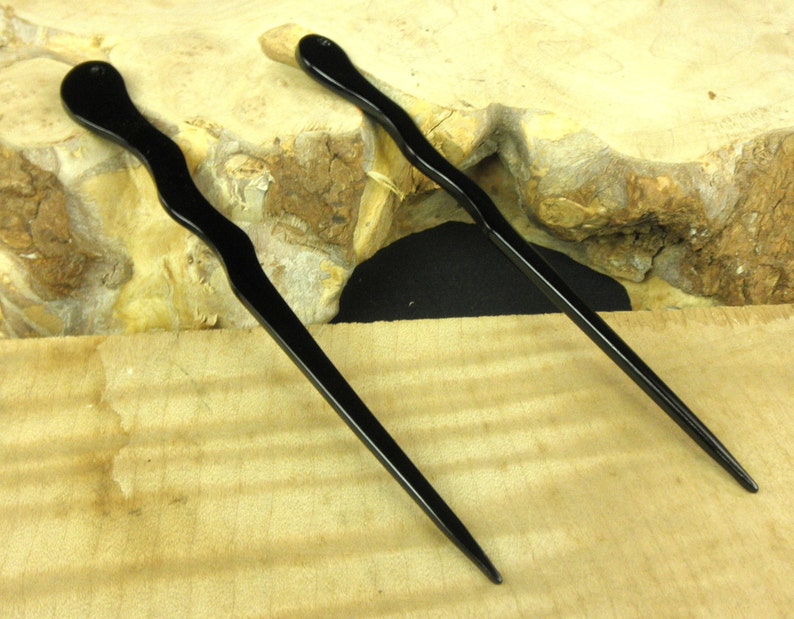 Anodized Black Color Serpent Hair Stick Shawl Pin Unbreakable Waterproof Metal Stick Two New 6 Black Aluminum Thin Spiral Hair Sticks ..