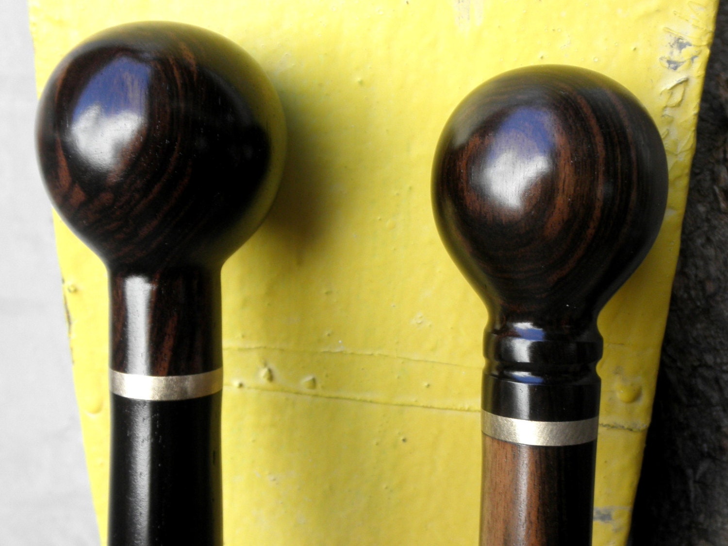 1 Ebony Ball Gear Shift Knob Cane Walking Stick Handle 1 7/8 Diameter 2