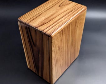 Adult Large Teak Wood Memorial Cremation Urn... 7" Wide x 4.5" Deep x 8.5" High  Solid Teak Wood LT-120825-A