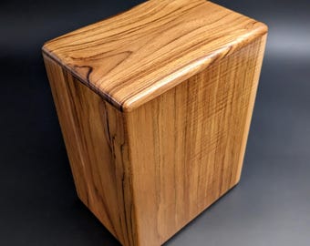 Adult Large Teak Wood Memorial Cremation Urn... 7" Wide x 4.5" Deep x 8.5" High  Solid Teak Wood LT-083024-D