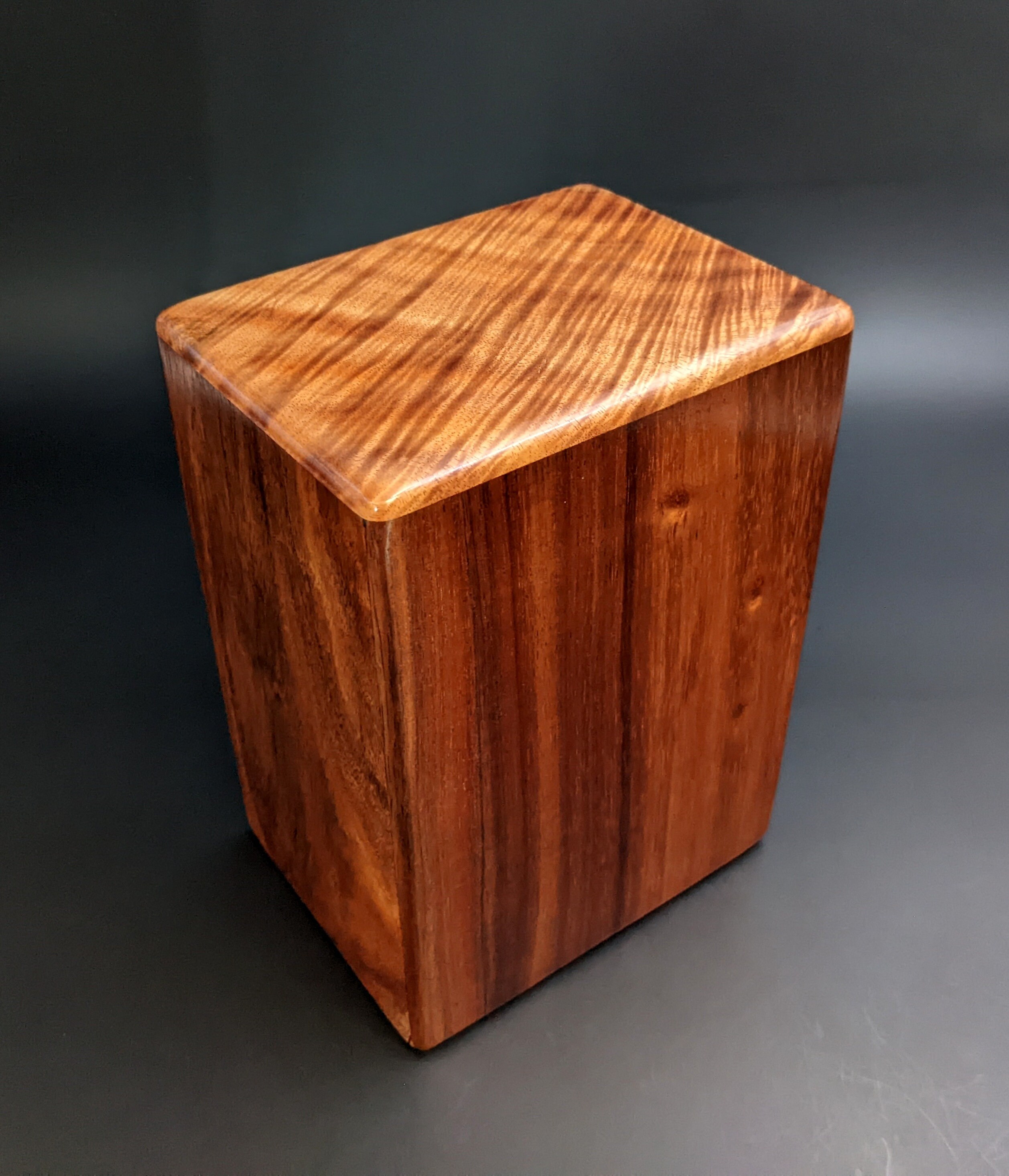 Large Curly Hawaiian Koa Wooden Memorial Cremation Urn... 7wide x 5deep ...