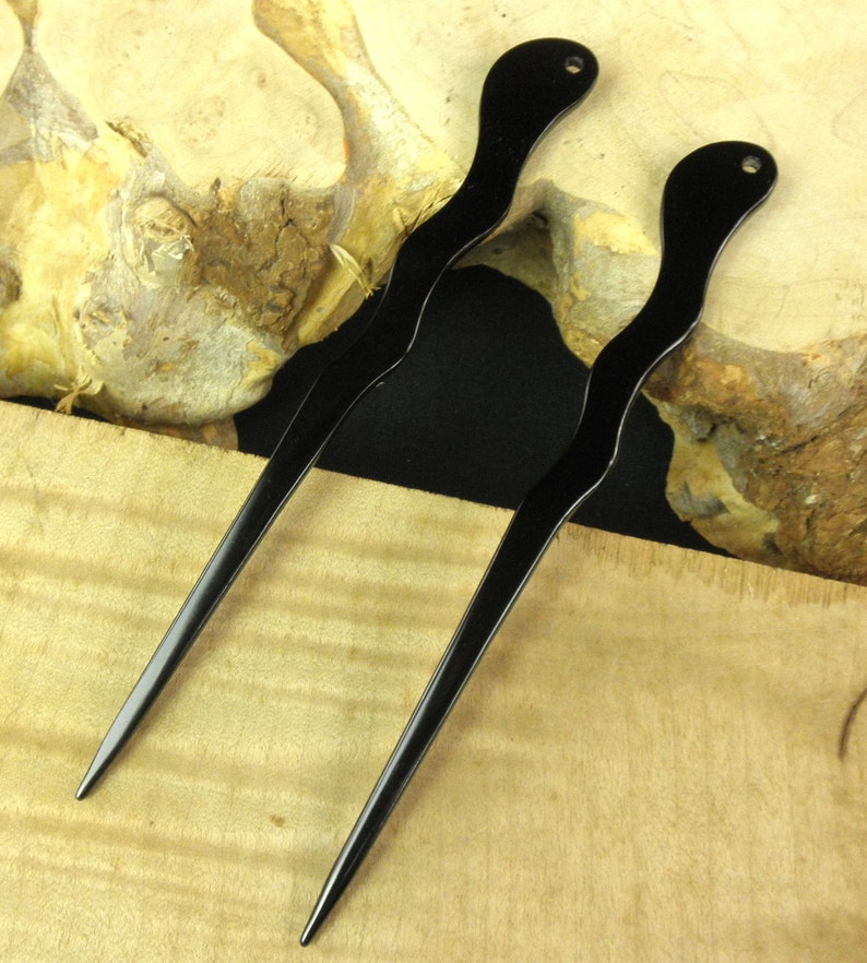 Anodized Black Color Serpent Hair Stick Shawl Pin Unbreakable Waterproof Metal Stick Two New 6 Black Aluminum Thin Spiral Hair Sticks ..