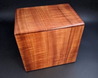 Curly Hawaiian Koa Companion Cremation Urn... 10" x 7" x 9" For Couples and Extra Large Adults Handmade in Hawaii  KoaComp121224-A