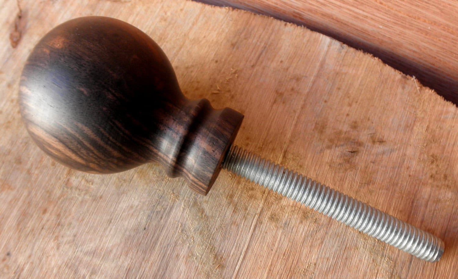 1 Ebony Ball Gear Shift Knob Cane Walking Stick Handle 1 7/8 Diameter 2