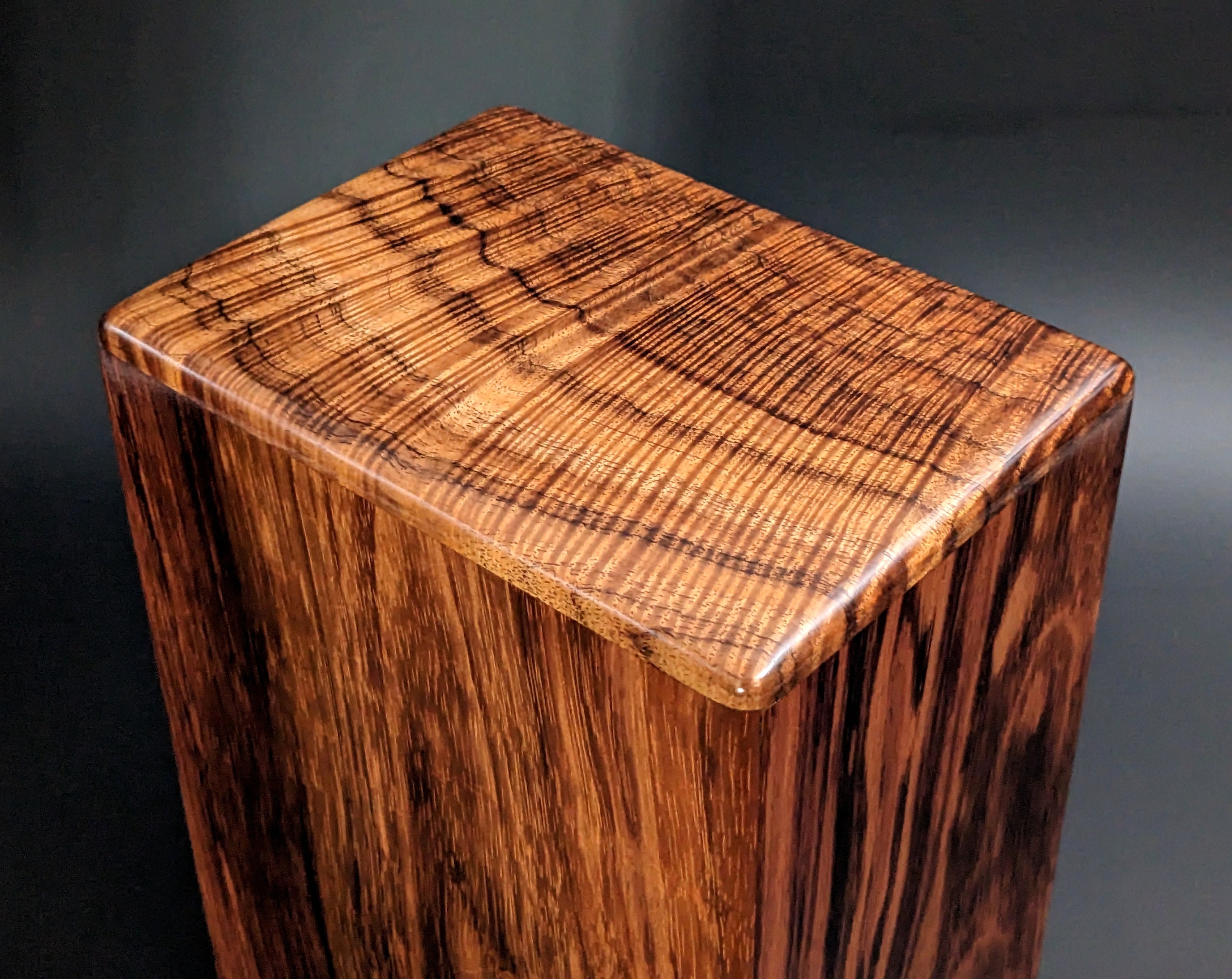 Large Curly Hawaiian Koa Wooden Memorial Cremation Urn... 7wide x 5deep