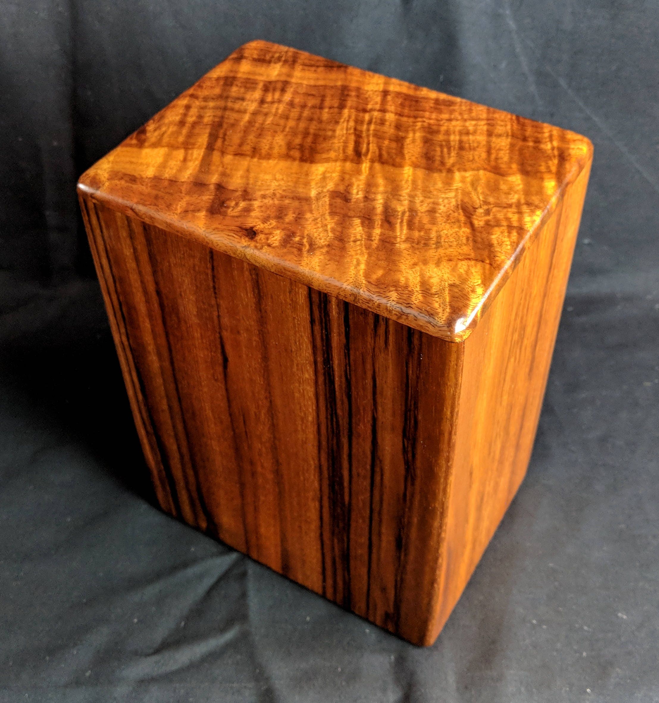 Large Curly Hawaiian Koa Memorial Cremation Urn... 7wide x 5deep x