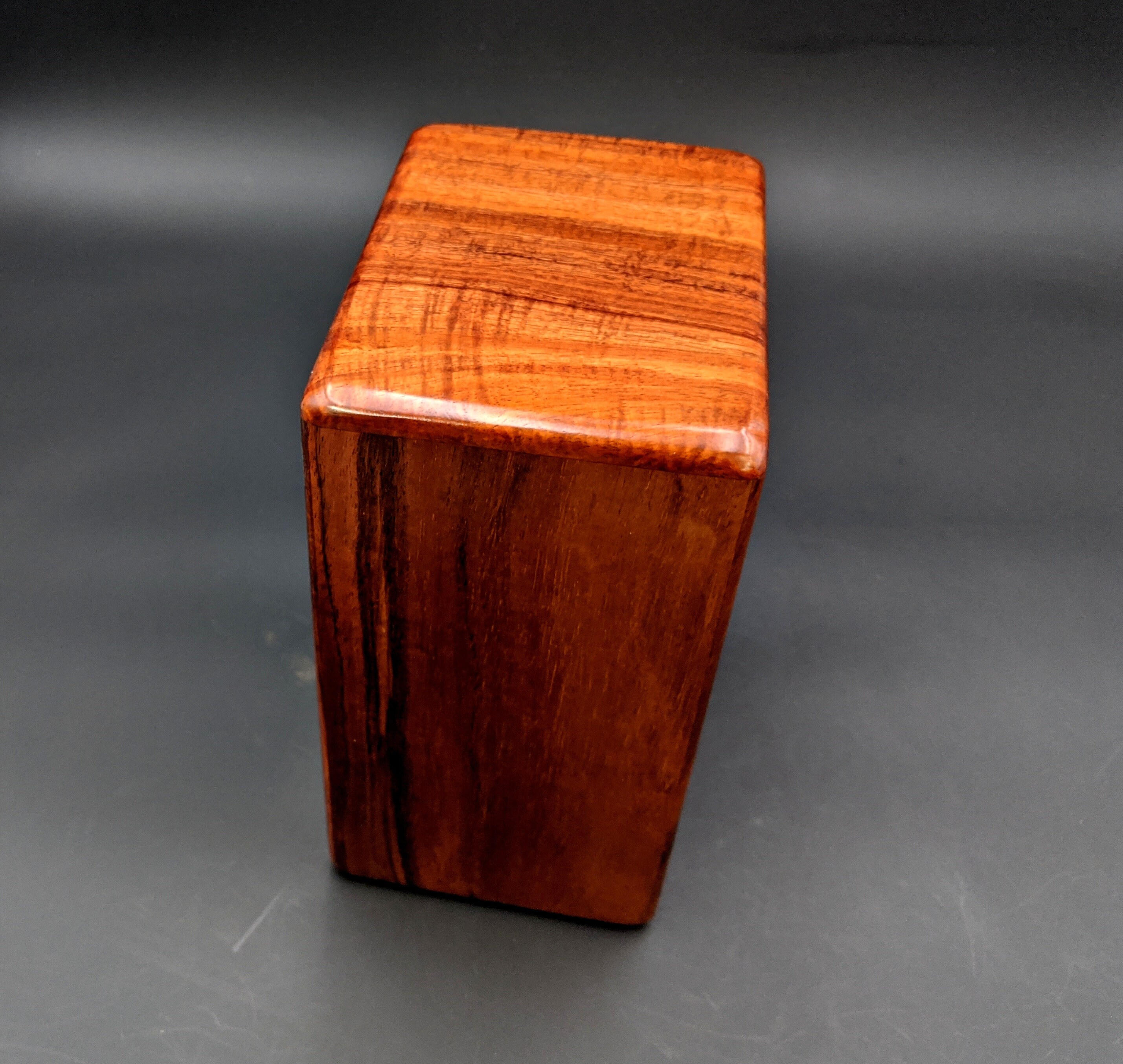 Large Curly Hawaiian Koa Wooden Memorial Cremation Urn... 7wide x 5deep