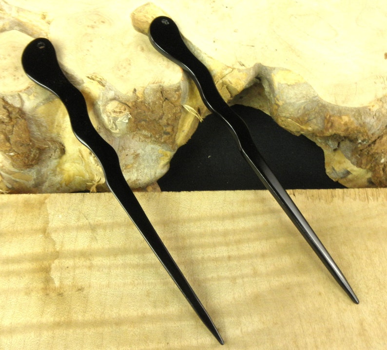 Anodized Black Color Serpent Hair Stick Shawl Pin Unbreakable Waterproof Metal Stick Two New 6 Black Aluminum Thin Spiral Hair Sticks ..
