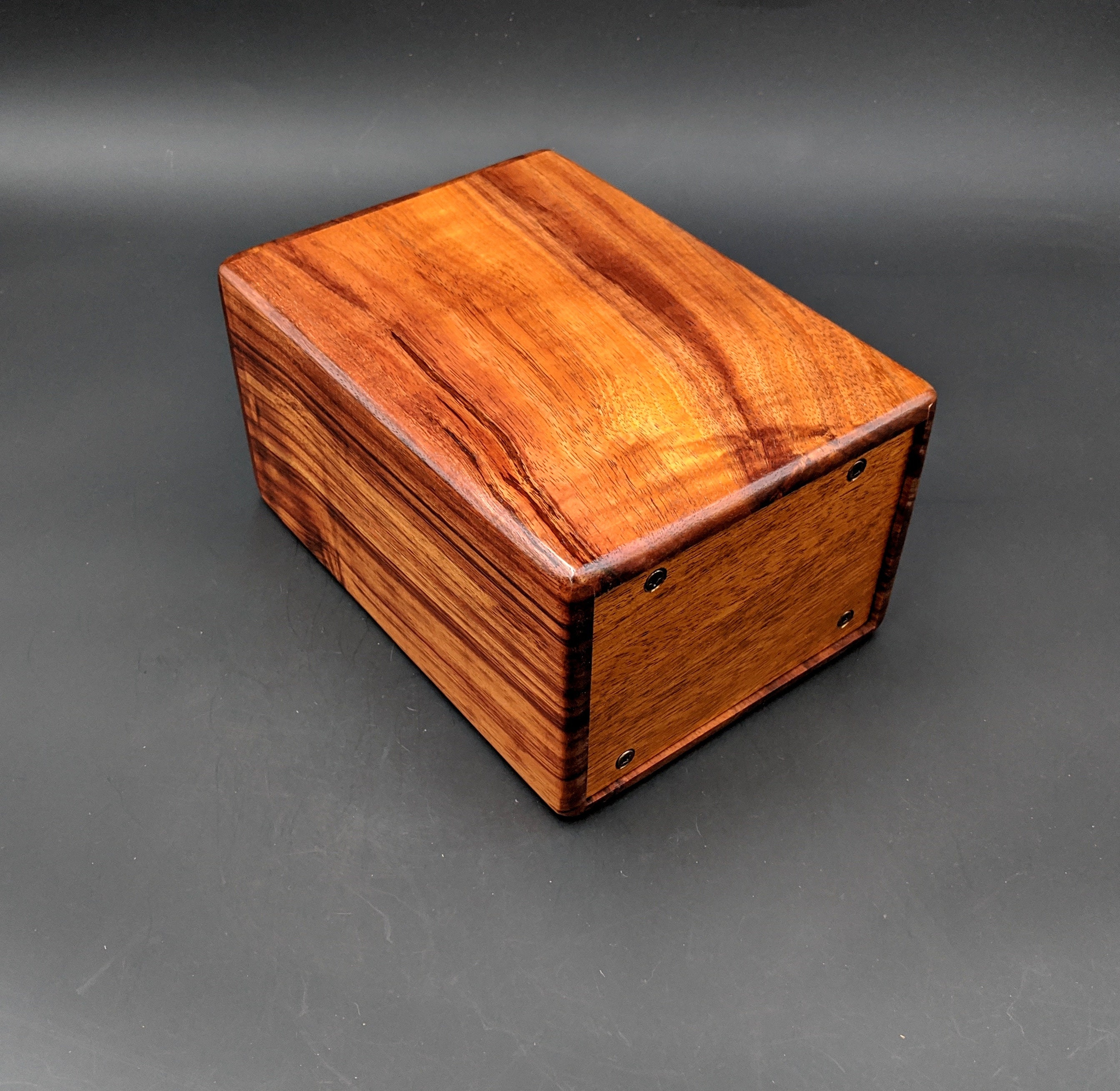 Large Curly Hawaiian Koa Wooden Memorial Cremation Urn... 7wide x 5deep