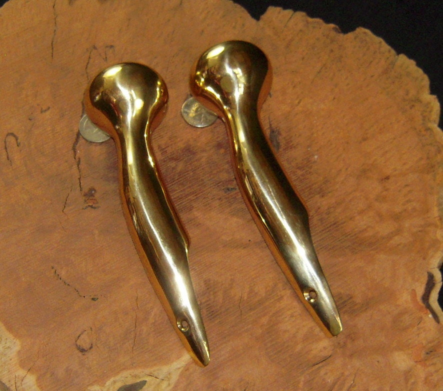 TWO (2) Hames Solid Brass Walking Stick Cane Handle Smaller (Minto