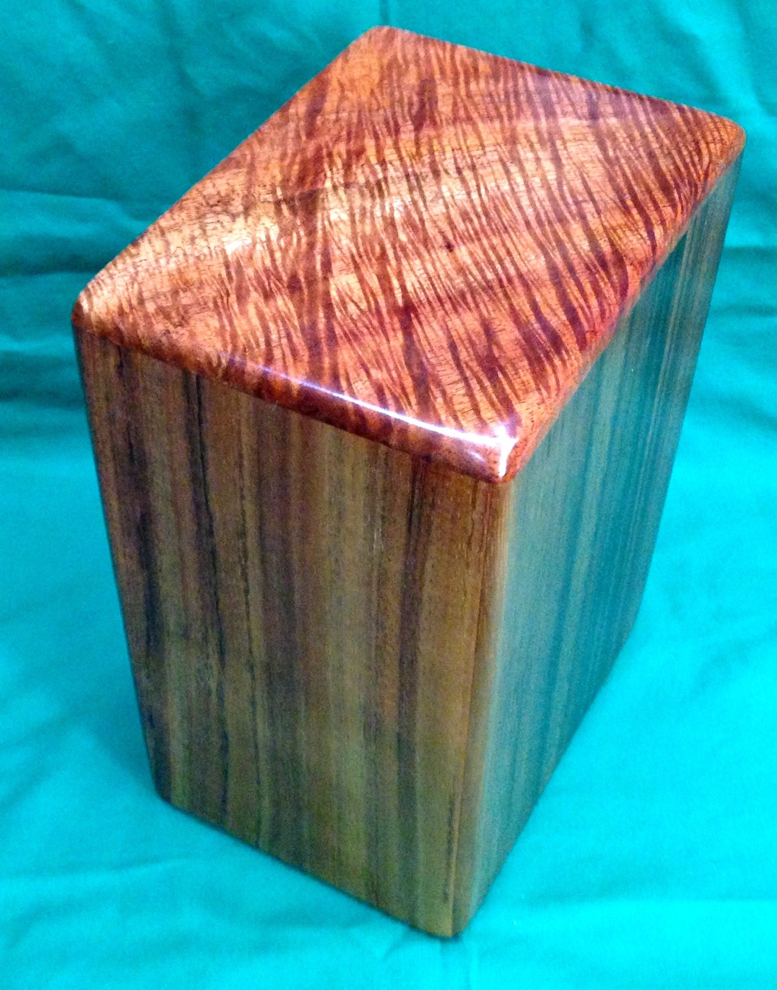 Large Curly Hawaiian Koa Memorial Cremation Urn... 7wide x 5deep x