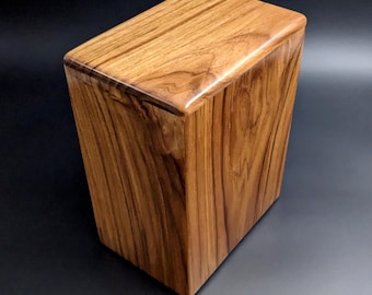 Adult Large Teak Wood Memorial Cremation Urn... 7" Wide x 4.5" Deep x 8.5" High  Solid Teak Wood LT-012225-A