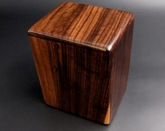 Small RARE Hawaiian Kou Wood Memorial Cremation Urn.. 4.5"wide x 4"deep x 5.5"high Pet/Infant/Child made in Hawaii SKU-082324-B