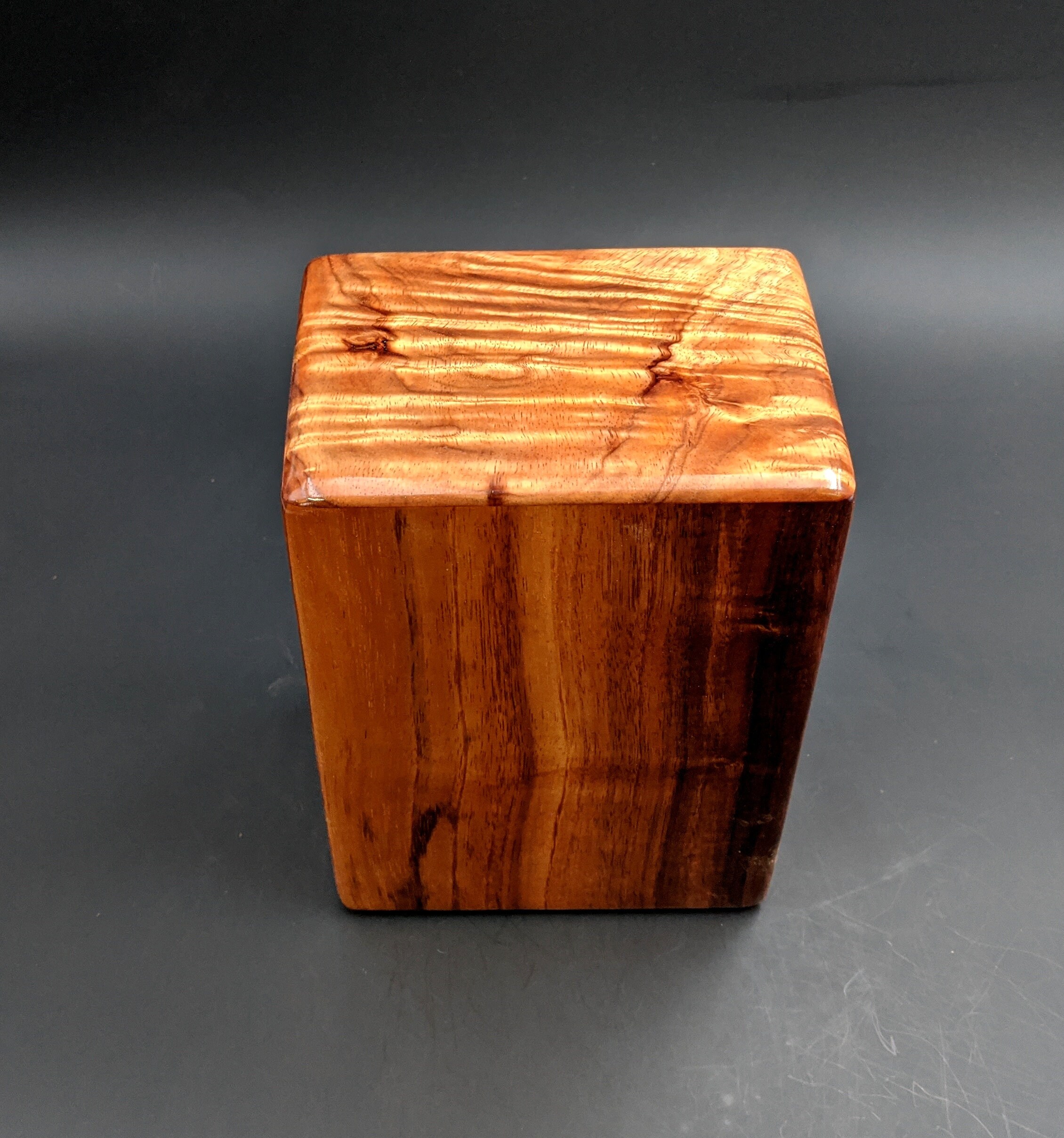 Large Curly Hawaiian Koa Wooden Memorial Cremation Urn... 7wide x 5deep