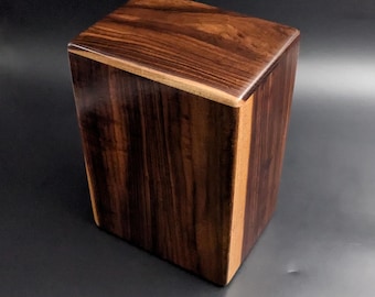 Large RARE Hawaiian Kou Wooden Memorial Cremation Urn... 6 3/8"wide x 5"deep x 9"high Wood Adult Cremation Urn Handmade in Hawaii 041726A