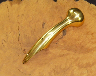 ONE (1) Hames Solid Brass Walking Stick Cane Handle Traditional 8" Long 3 Hole Model 2" Knob 1 1/8" Opening for Shaft