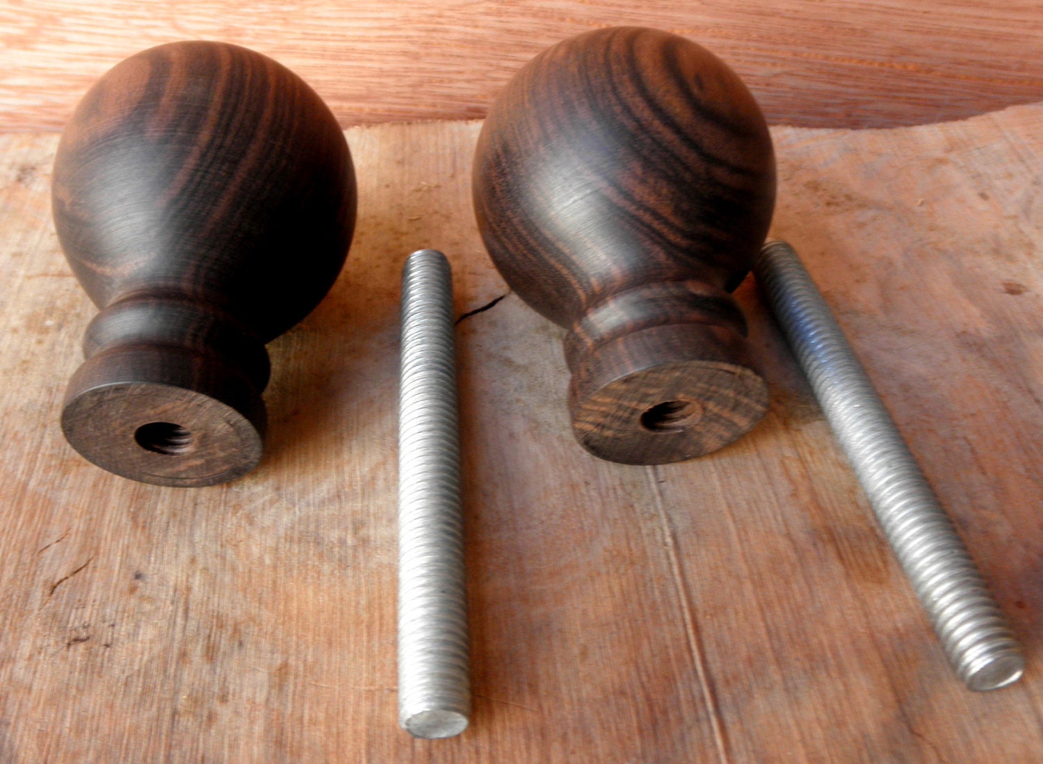 2 Ebony Ball Cane Walking Stick Handles With Threaded Rod Etsy