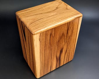 Adult Large Teak Wood Memorial Cremation Urn... 7" Wide x 4.5" Deep x 8.5" High  Solid Teak Wood LT-083024-C